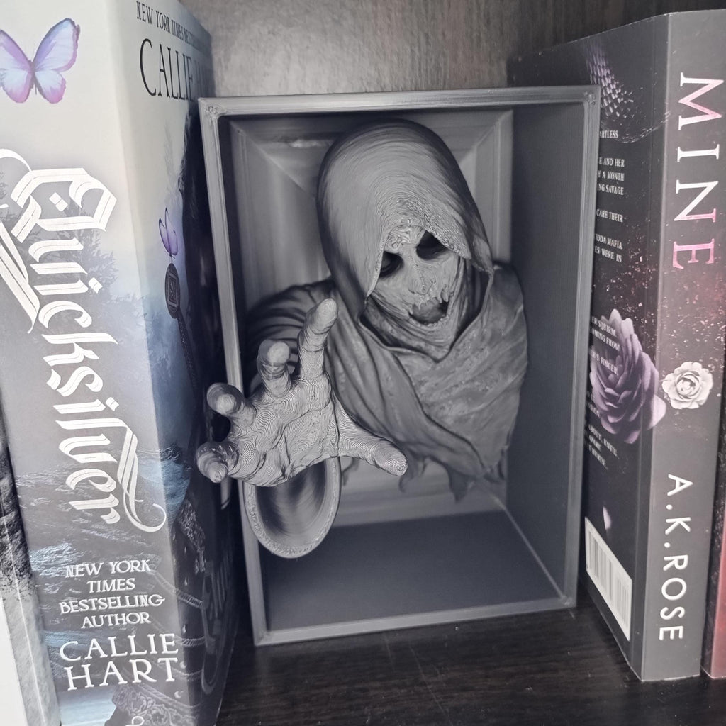 Grim Reaper Book Nook – Dark Fantasy Bookshelf Insert