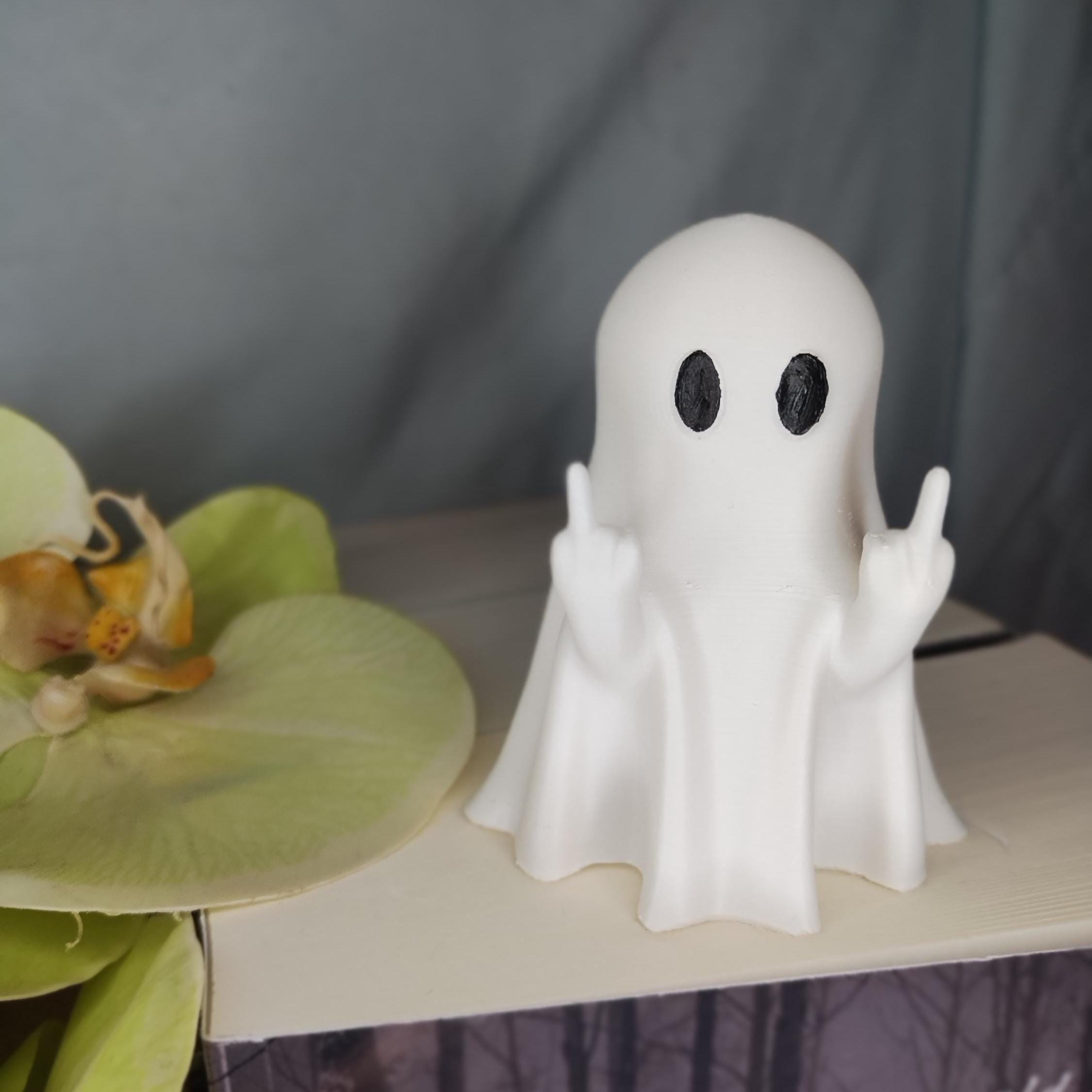3D Printed Ghost Figurine – Middle Finger Hands, Novelty Gift, Funny Desk Decor