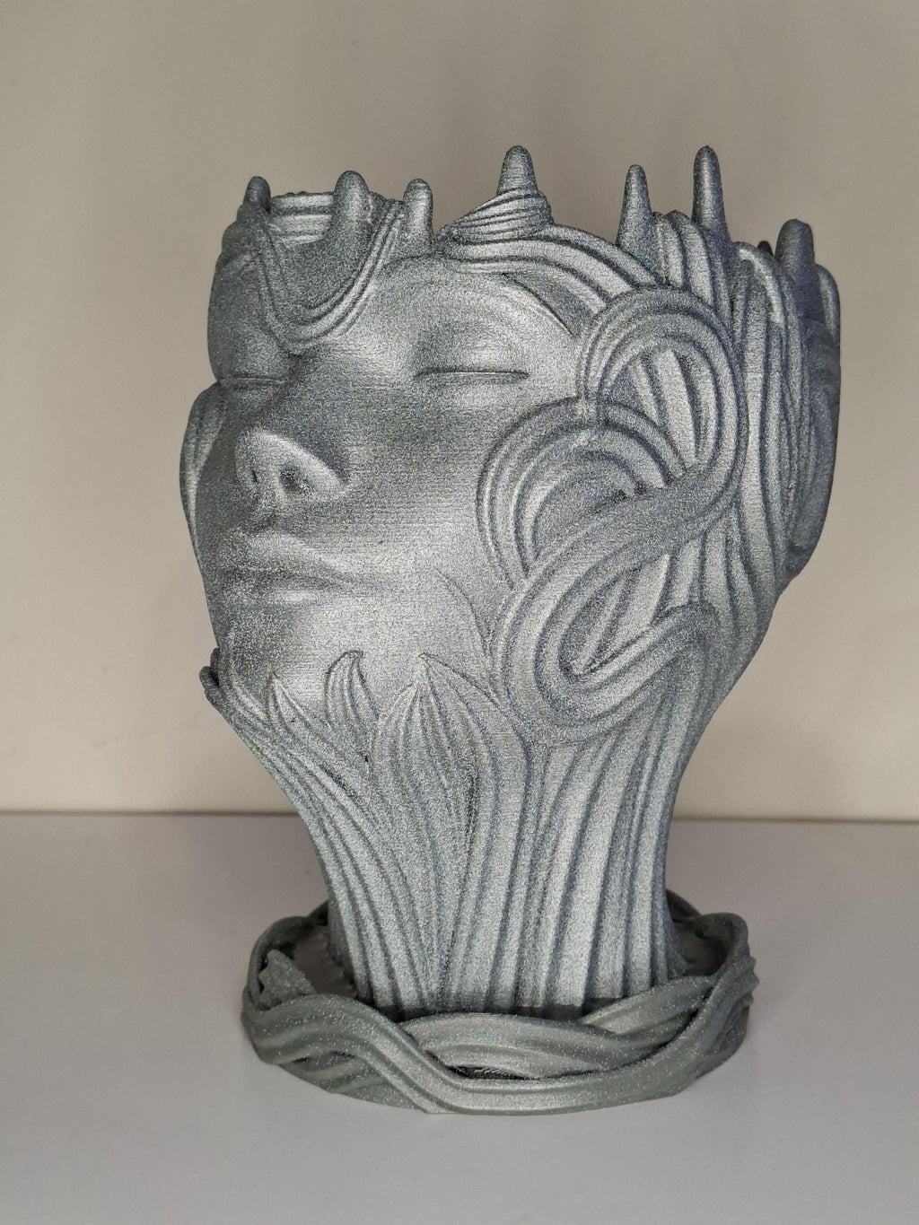 Wind Goddess Planter – Stone Look 3D Printed Pot with Drip Tray – Woodland Nature Decor