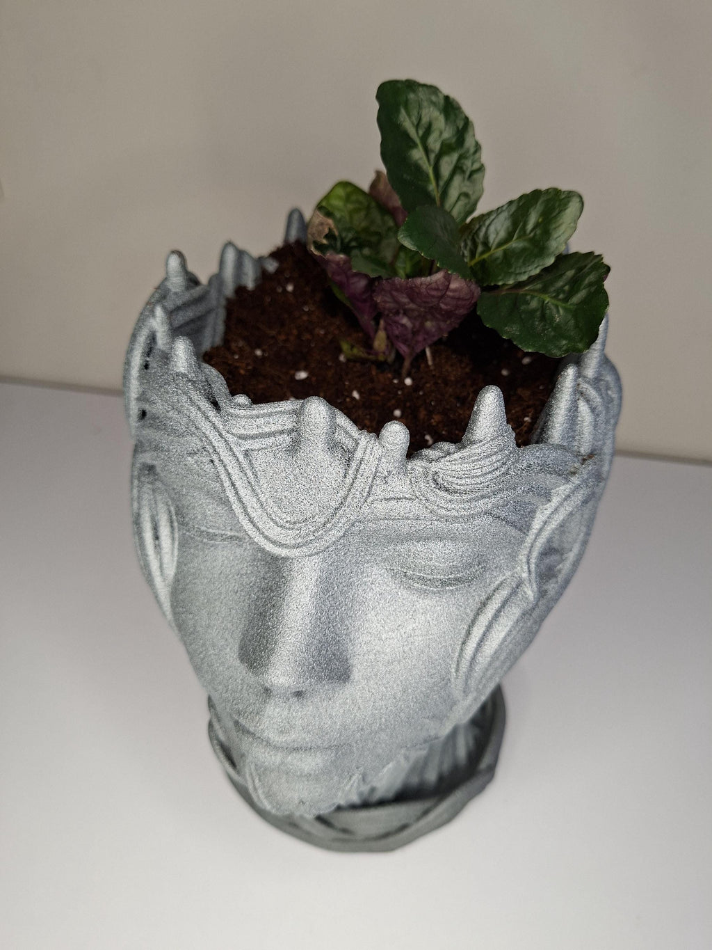 Wind Goddess Planter – Stone Look 3D Printed Pot with Drip Tray – Woodland Nature Decor