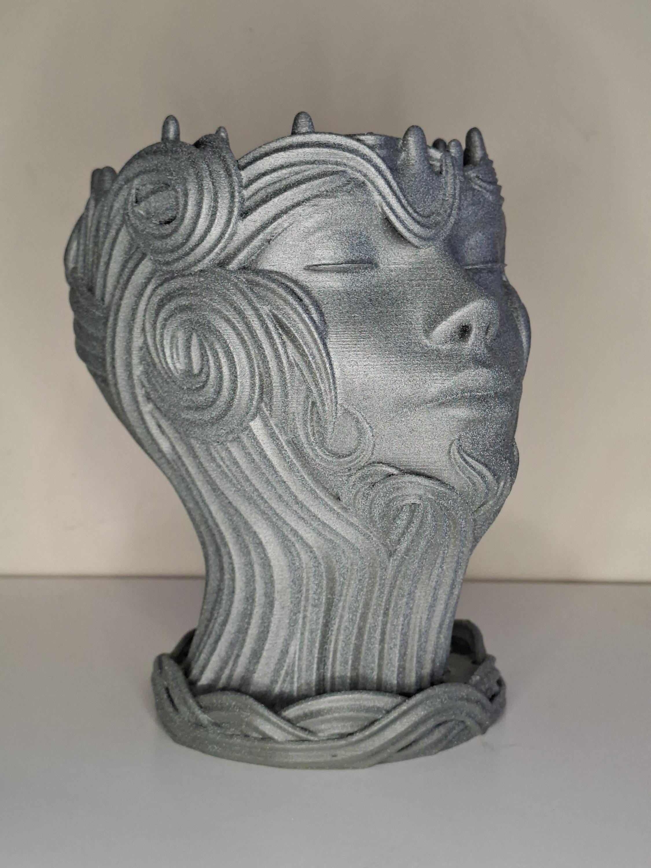 Wind Goddess Planter – Stone Look 3D Printed Pot with Drip Tray – Woodland Nature Decor