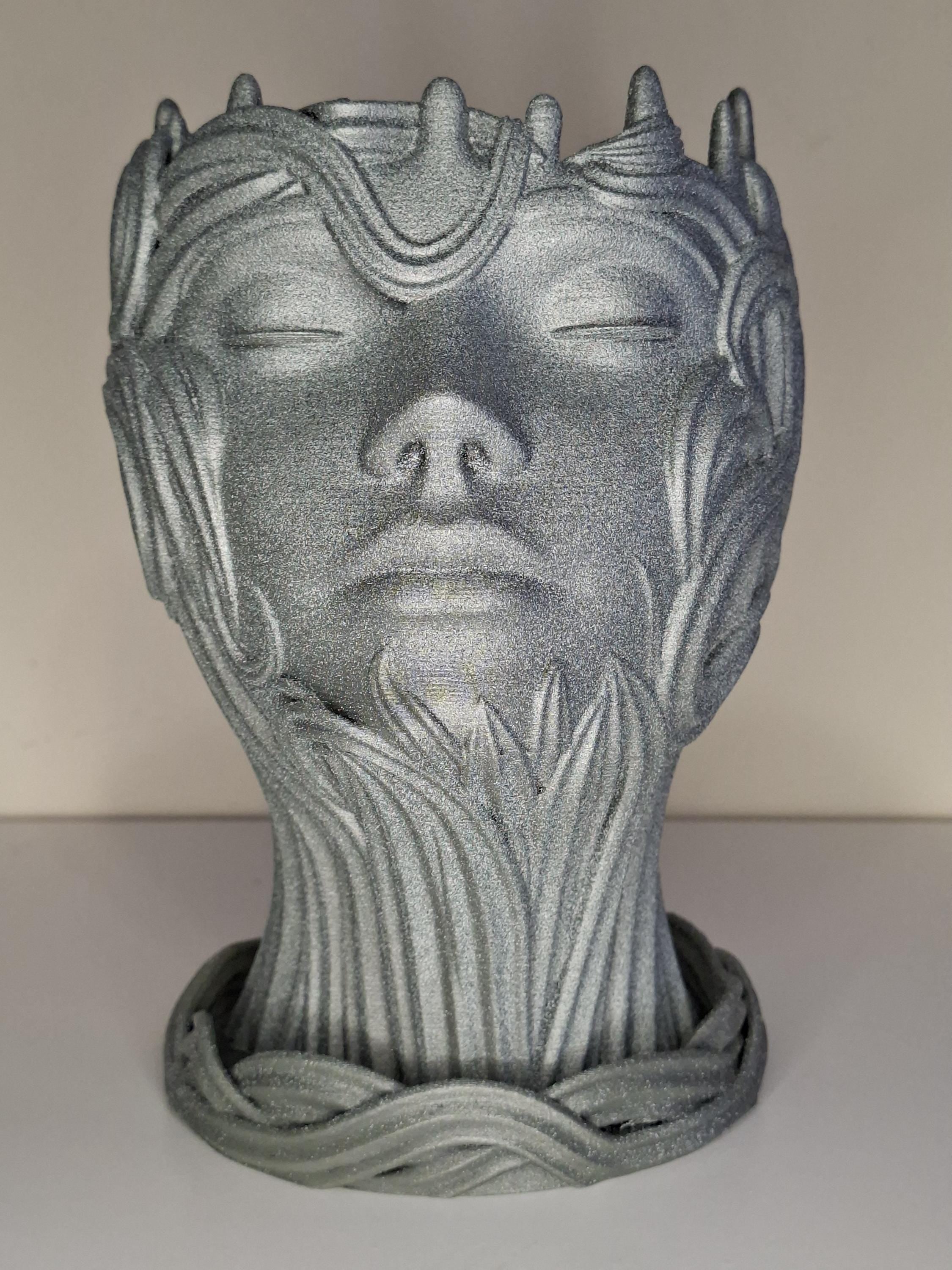 Wind Goddess Planter – Stone Look 3D Printed Pot with Drip Tray – Woodland Nature Decor